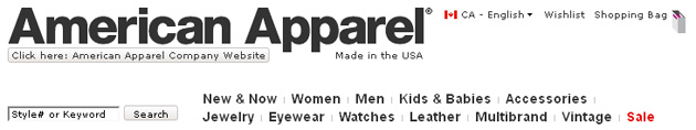 American Apparel online store