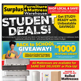 Surplus Furniture & Mattress Warehouse - Thunder Bay, Sault Ste Marie - Flyer Specials