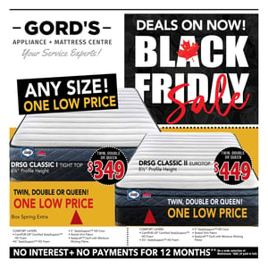 Gord's Appliances - Mattress - Black Friday Sale