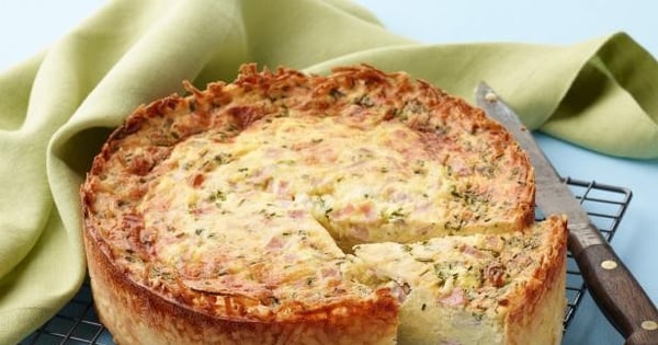 Deep-Dish Hash Brown Ham and Cheese Quiche