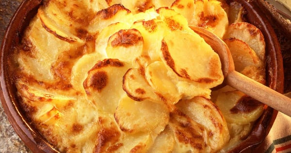 Potato gratin, with onions and Cantal cheese