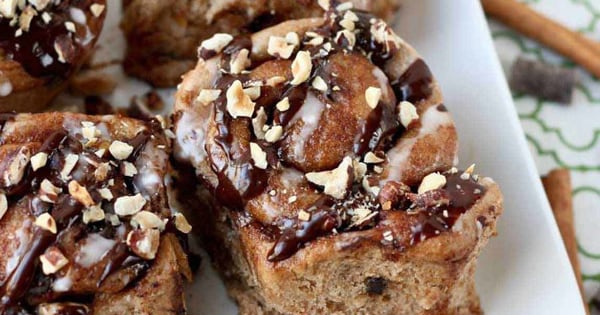 Dark Chocolate Hazelnut Cinnamon Rolls