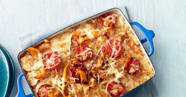 Scalloped Potatoes With Tomatoes and Bell Peppers