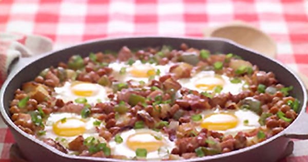 Sensational Potato, Bean and Egg Skillet