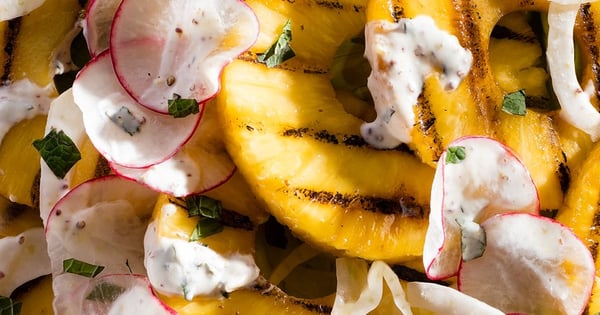 Grilled Pineapple and Mint Salad