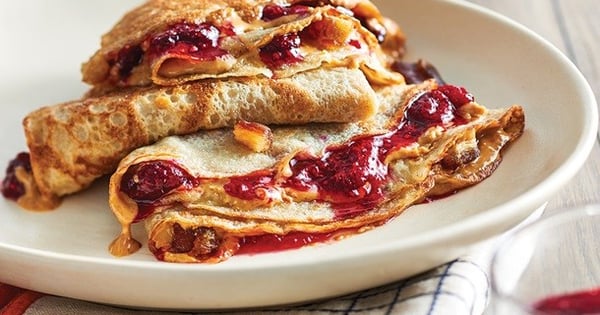 Vegan PB and J Oat Crepes