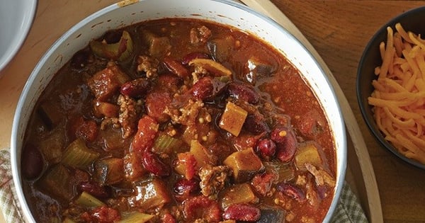 Spicy Eggplant and Beef Chili