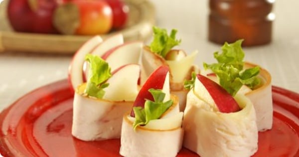 Smoked Turkey Rolls with Apples and Cheese