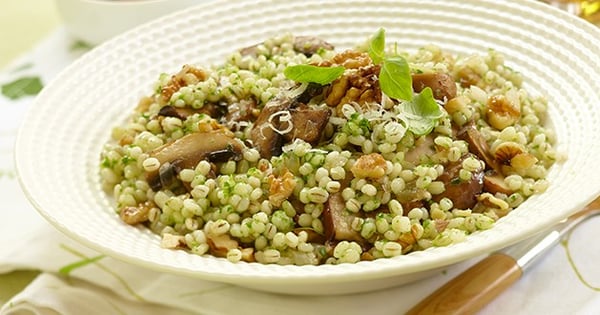 Barley & Walnut Risotto with Basil Oil