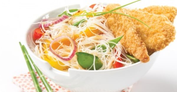 Thai-Style Rice Vermicelli and Gluten-Free Crunchy Breaded Chicken Breast Strips
