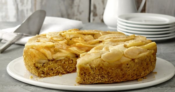 Upside-down apple corn cake