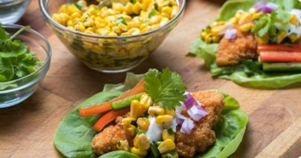 Mexican Lettuce Wraps with Crunchy Gluten-Free Chicken Breast Fillets