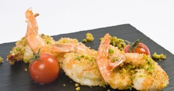 Shrimp au gratin with Pistachios
