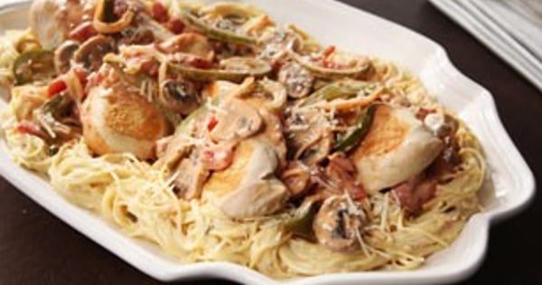 Chicken Cacciatore with Creamy Angel Hair Pasta