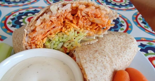 Buffalo or Barbeque Chicken and Rice Wraps