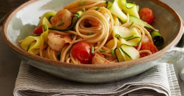 Ribbony Shrimp and Pasta Scampi