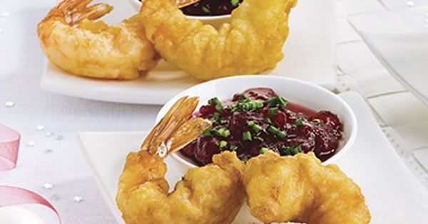 Shrimp Tempura with Cranberry-Wasabi Sauce