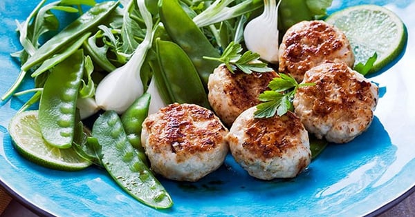Mini Chicken Patties with Spring Green Salad