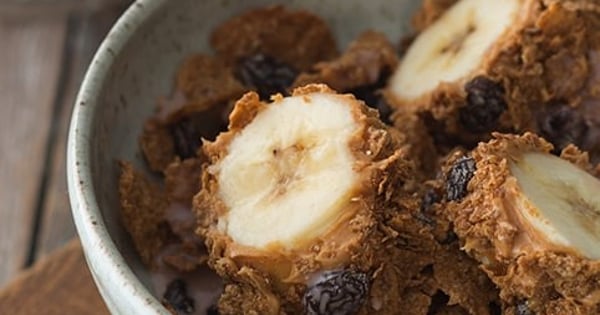 Sultana Bran Crusted Peanut Butter Banana