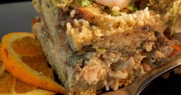 Seafood Strata with Pesto