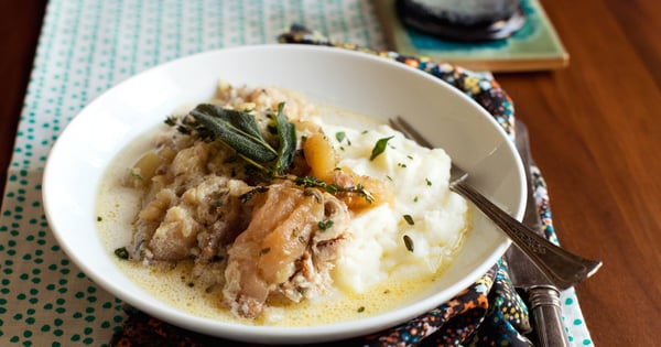 Slow-Cooker Chicken with Apples and Crème Fraiche