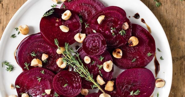 Roasted beet salad with hazelnuts