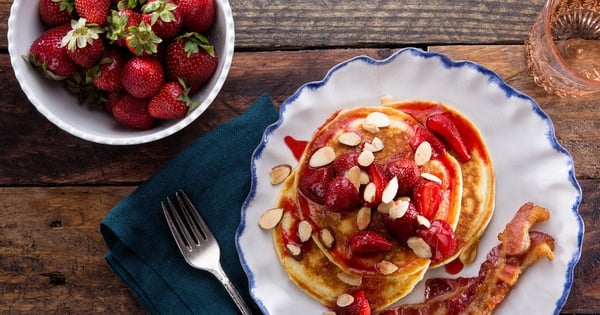 Buttermilk Pancakes with Roasted Strawberries