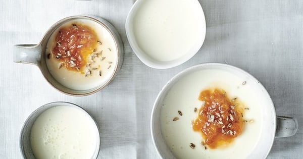 Buttermilk Panna Cotta with Apricot and Candied Fennel