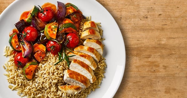 Grilled Chicken with Oven-Roasted Vegetables