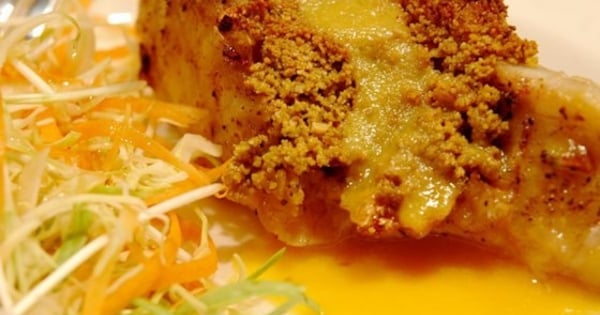 Macadamia-Crusted Sea Bass with Mango Cream Sauce
