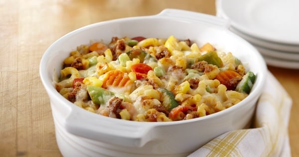 Macaroni casserole with meat and vegetables
