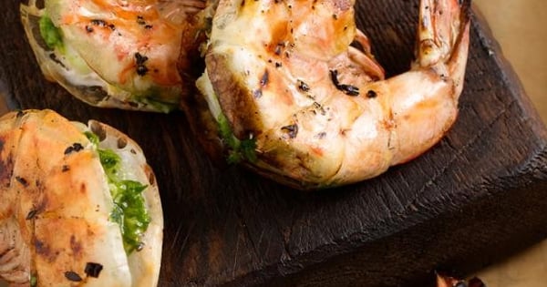 Jumbo Shrimp Stuffed with Cilantro and Chiles