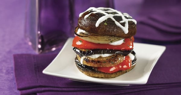 Roasted Portobello Stacks with Goat Cheese Drizzle