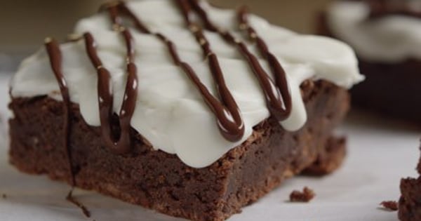 Dark Chocolate Brownies With Zebra Chocolate Drizzle
