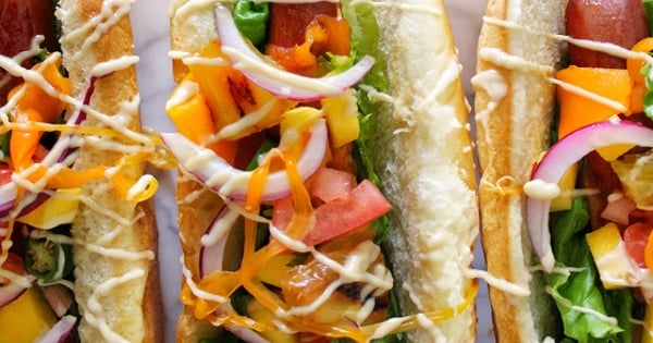 Gourmet Hawaiian Hot Dogs with Teriyaki Aioli