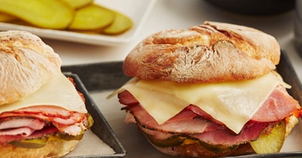Roast Pork and Smoked Ham Ciabatta Sandwich with Monterey Jack