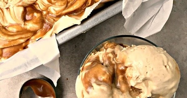 Double Ginger Caramel Swirl No Churn Ice Cream