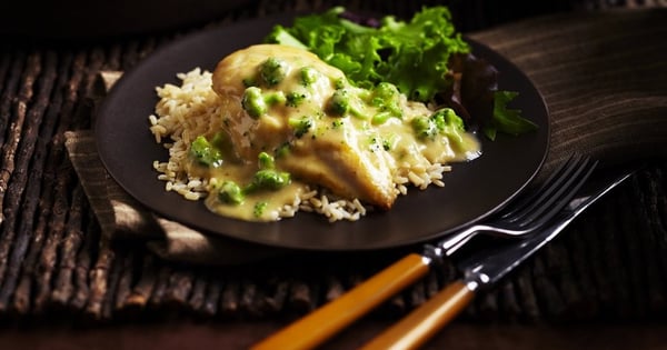 Chicken with Cheddar Broccoli Sauce