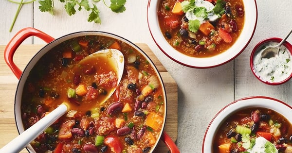 Vegetable Chili with Cilantro Yogurt