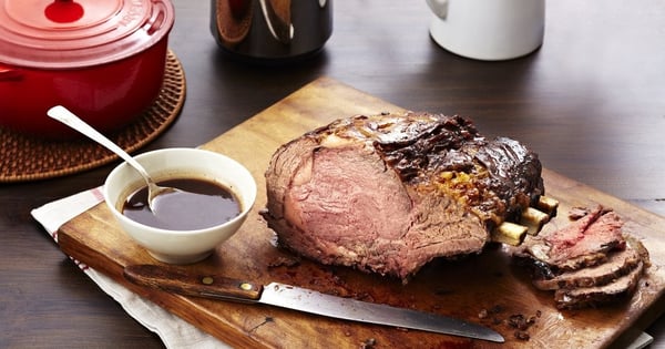 Prime Rib with Red Wine and Shallot Jus