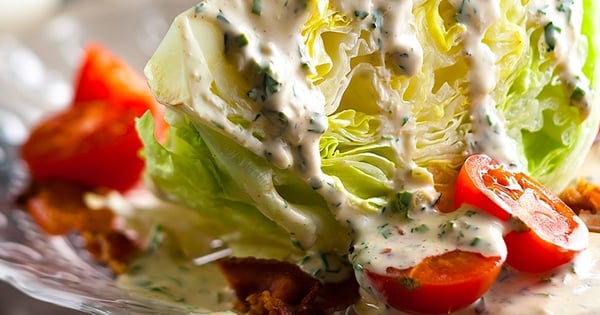 Ranch Salad Dressing on Iceberg Lettuce with Bacon