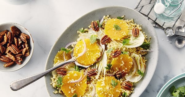 Shaved Fennel, Orange, Candied Pecans and Toasted Millet