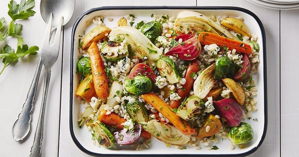 Roasted Vegetable, Gorgonzola, Pearl Barley Salad