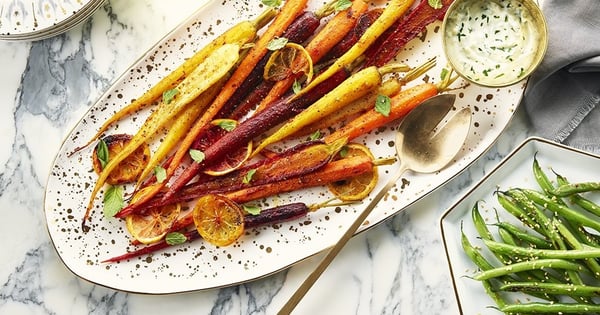 Roasted Curried Carrots with Herb Yogurt Sauce