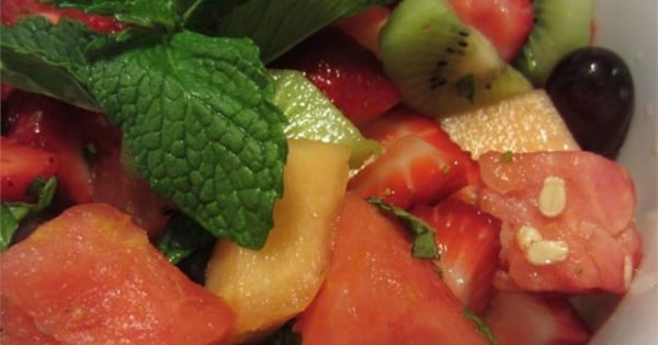Summer Fruit Salad with a Lemon, Honey, and Mint Dressing