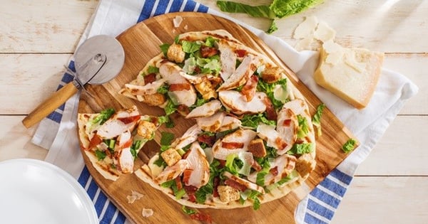 Grilled Chicken Caesar Salad Pizza
