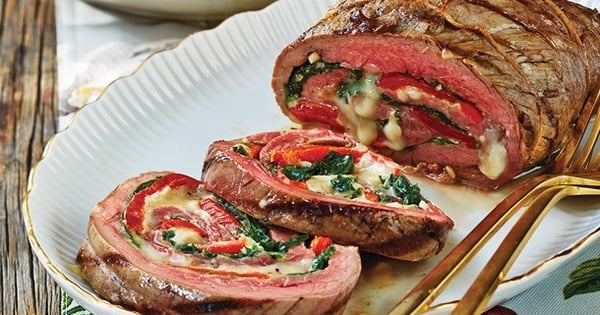 Spinach & Chaumes Cheese-Stuffed Flank Steak