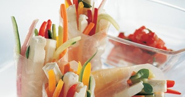 Feta Spring Rolls with Salsa