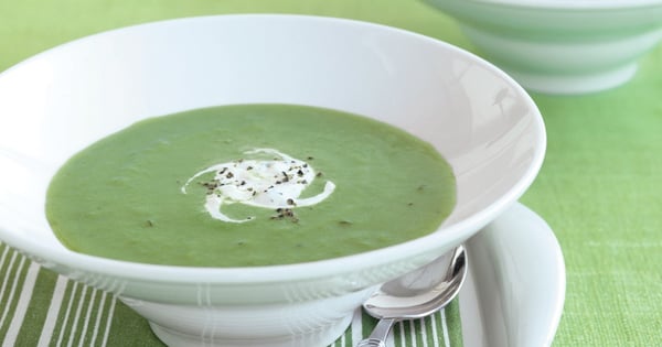 Roasted Asparagus Soup with Tzatziki