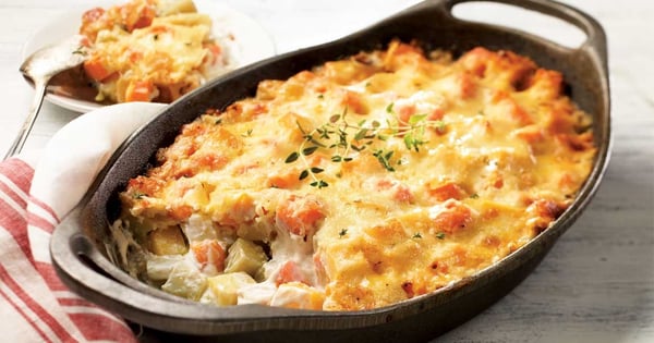 Root vegetables au gratin